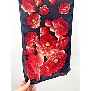 VTG Adrienne Vittadini Floral Silk Scarf Wrap Shawl Roses Head Purse Whimsigoth